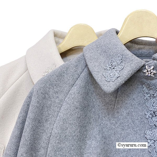 画像9: 【新作 SuperBeauty 2025秋冬 クーポン＆POINT可】襟付きレース使いマント (9)