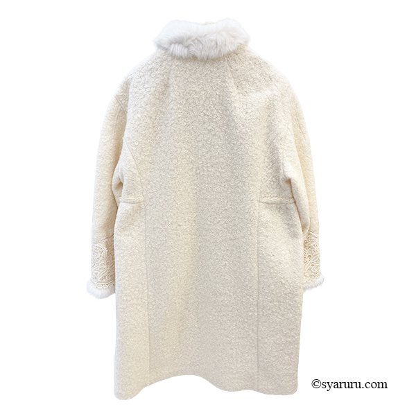 画像4: 【新作 SuperBeauty 2025秋冬 クーポン＆POINT可】ファー使い花モチーフ付コート (4)