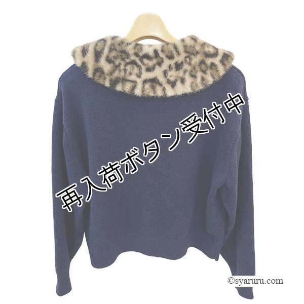 画像4: 【《半額以下！》SuperBeauty 2025秋冬】胸元刺繍入りアニマルファー襟ニットカーディガン (4)