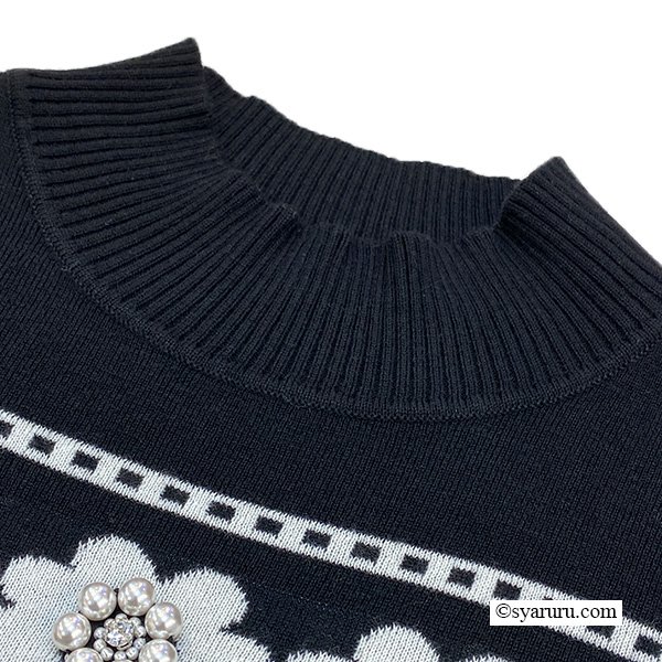 画像9: 【新作 SuperBeauty 2025秋冬 クーポン＆POINT可】花柄ジャガード編みニットワンピース (9)