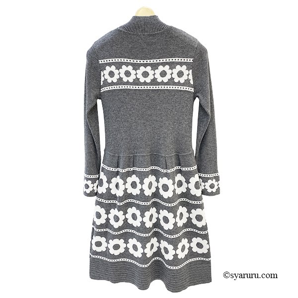 画像3: 【新作 SuperBeauty 2025秋冬 クーポン＆POINT可】花柄ジャガード編みニットワンピース (3)