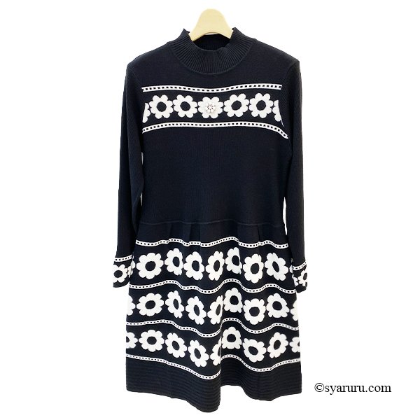 画像4: 【新作 SuperBeauty 2025秋冬 クーポン＆POINT可】花柄ジャガード編みニットワンピース (4)