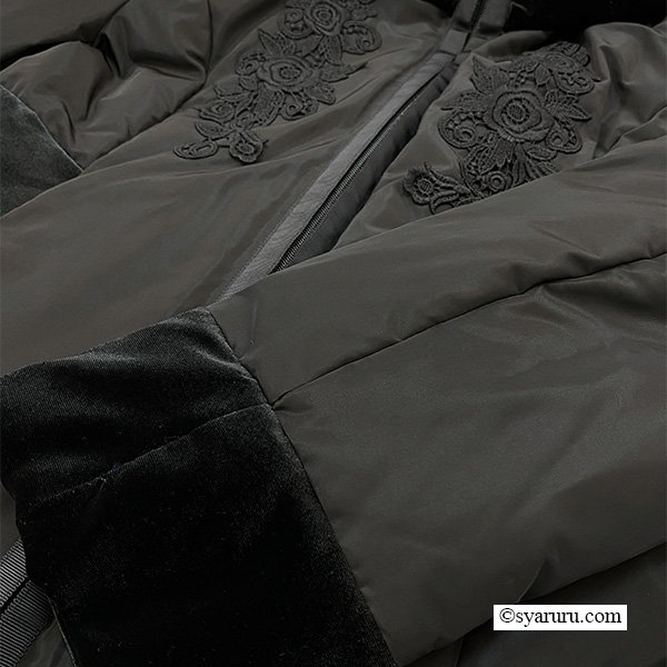 画像15: 【《30%OFF！》SuperBeauty 2025秋冬】レース使いベロア切替ダウンコート (15)