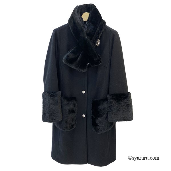 画像8: 【新作 SuperBeauty 2025秋冬 クーポン＆POINT可】ファーストール付きノーカラーコート (8)