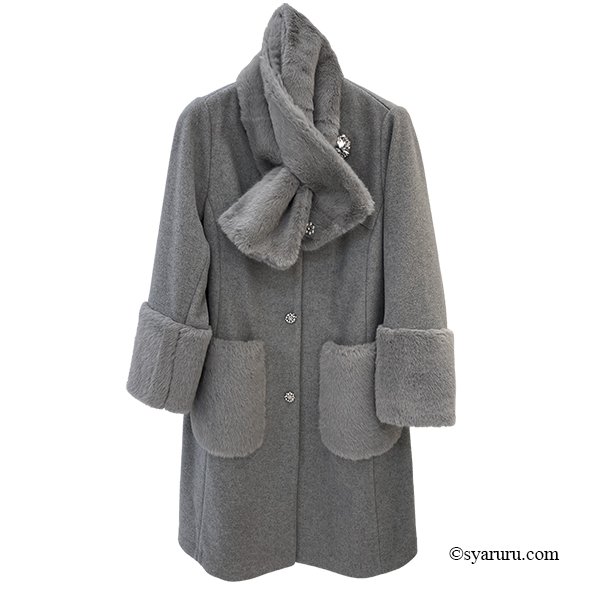 画像6: 【新作 SuperBeauty 2025秋冬 クーポン＆POINT可】ファーストール付きノーカラーコート (6)