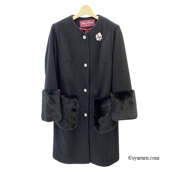 画像9: 【新作 SuperBeauty 2025秋冬 クーポン＆POINT可】ファーストール付きノーカラーコート (9)