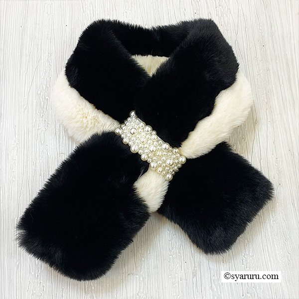 画像2: 【あわせて買うと便利】モノトーンパールエレガンスファーマフラー (2)