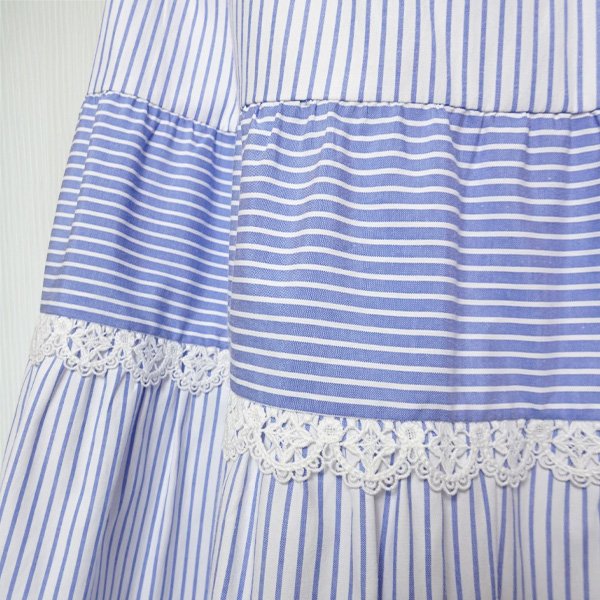 画像5: 【15,000円 →超特価 2,900円＜在庫限り＞クーポン/POINT不可】ストライプ裾異素材切替のタフタ素材スカート (5)