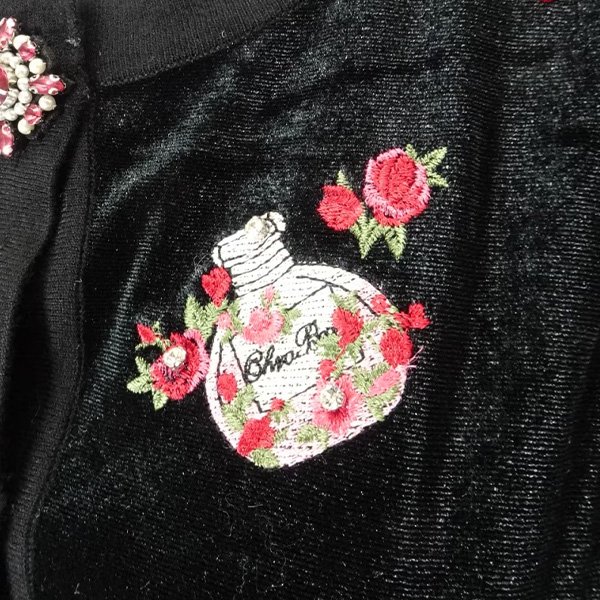 画像6: 【《30%OFF！》SuperBeauty 2025秋冬】香水瓶刺繍ベロア素材×ニットカーディガン (6)
