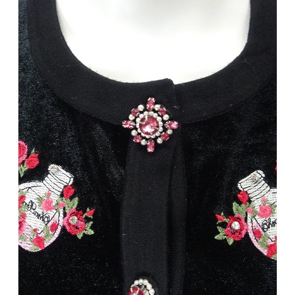 画像5: 【《30%OFF！》SuperBeauty 2025秋冬】香水瓶刺繍ベロア素材×ニットカーディガン (5)