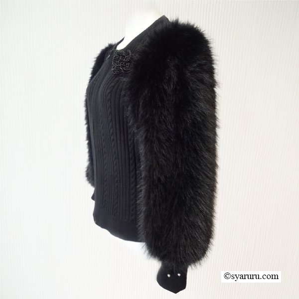 画像2: 【《半額以下！》SuperBeauty 2025秋冬】袖フェイクファーデザインジップアップニットジャケット (2)