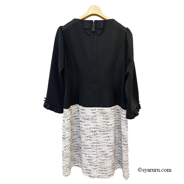 画像4: 【《30%OFF！》SuperBeauty 2025秋冬】ポンチ素材×ツイードウェスト切替ワンピース (4)