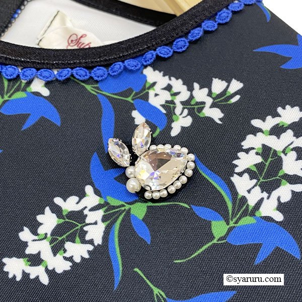 画像3: 【新作 《30%OFF！》SuperBeauty 2025秋冬】ブルー系花柄プリント　ポンチ素材ワンピース (3)