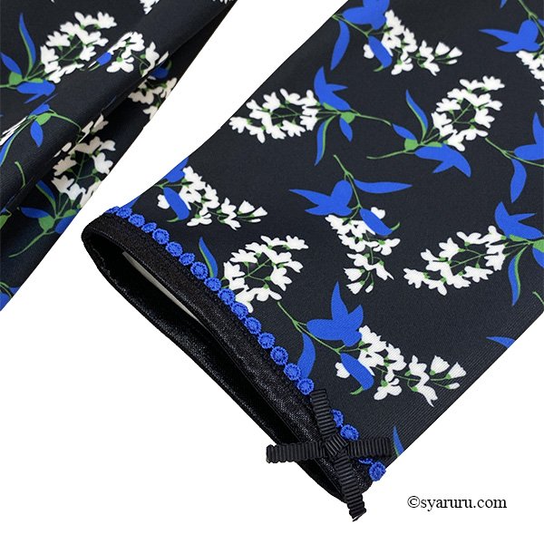 画像6: 【新作 《30%OFF！》SuperBeauty 2025秋冬】ブルー系花柄プリント　ポンチ素材ワンピース (6)