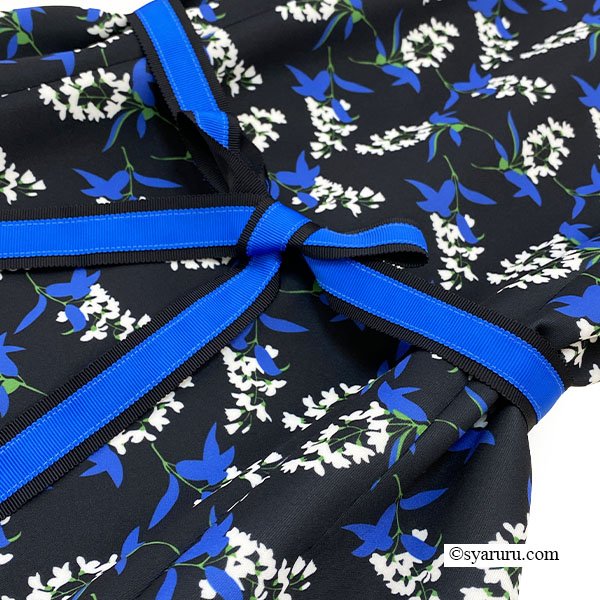 画像7: 【新作 《30%OFF！》SuperBeauty 2025秋冬】ブルー系花柄プリント　ポンチ素材ワンピース (7)