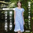 画像1: 【《新作》SuperBeauty 2026春夏】ブルー系フラワープリント裾レース使いワンピース (1)