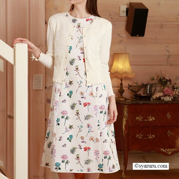 画像2: 【《新作》SuperBeauty 2026春夏】マルチカラーフラワープリント フレンチスリーブワンピース (2)