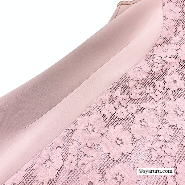 画像12: 【《新作》SuperBeauty 2026春夏】前立て透かしレース切替 ダンボールニット素材フレンチスリーブワンピース (12)