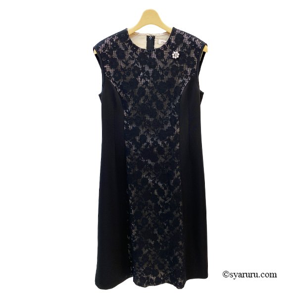 画像3: 【《新作》SuperBeauty 2026春夏】前立て透かしレース切替 ダンボールニット素材フレンチスリーブワンピース (3)