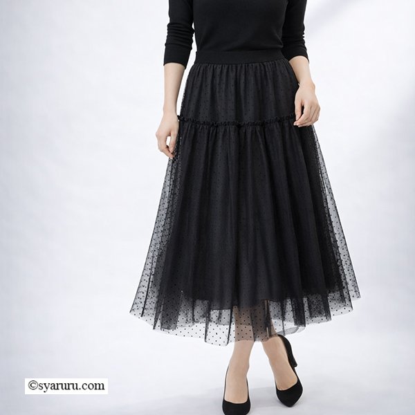 画像3: 【《新作》SuperBeauty クーポン1111(10%OFF)他　利用可】フロッキードットプリントスカート (3)