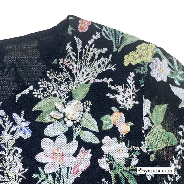 画像5: 【《新作》SuperBeauty クーポン1111(10%OFF)他　利用可】アシンメトリーヘム花柄プリントパワーネット素材チュニック (5)