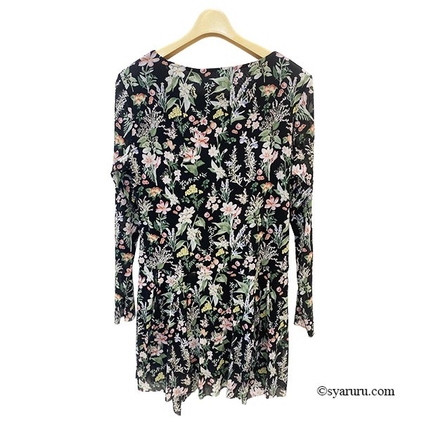 画像4: 【《新作》SuperBeauty クーポン1111(10%OFF)他　利用可】アシンメトリーヘム花柄プリントパワーネット素材チュニック (4)