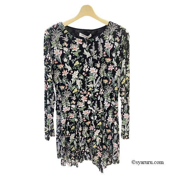 画像3: 【《新作》SuperBeauty クーポン1111(10%OFF)他　利用可】アシンメトリーヘム花柄プリントパワーネット素材チュニック (3)