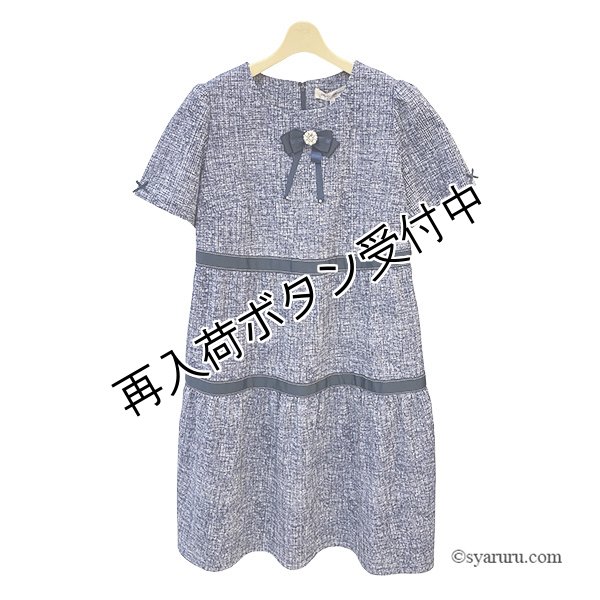 画像2: 【SALE 50％ 2026春夏SuperBeauty】グログランテープ使い転写プリント コサージュ付半袖ワンピース (2)