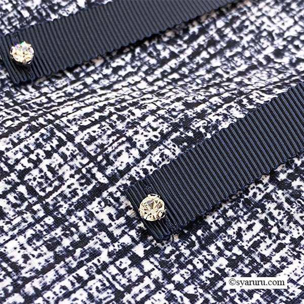 画像9: 【《新作》SuperBeauty 2026春夏】グログランテープ使い転写プリント コサージュ付半袖ワンピース (9)