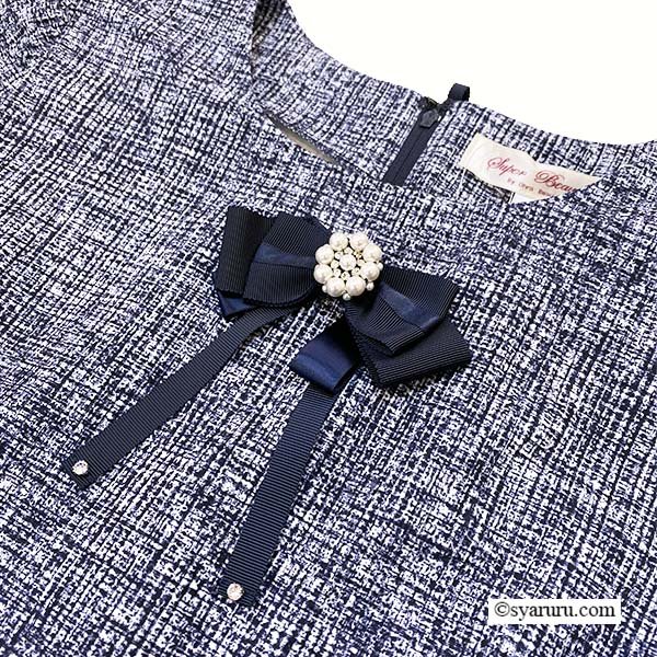 画像4: 【《新作》SuperBeauty 2026春夏】グログランテープ使い転写プリント コサージュ付半袖ワンピース (4)