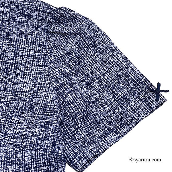 画像6: 【《新作》SuperBeauty 2026春夏】グログランテープ使い転写プリント コサージュ付半袖ワンピース (6)