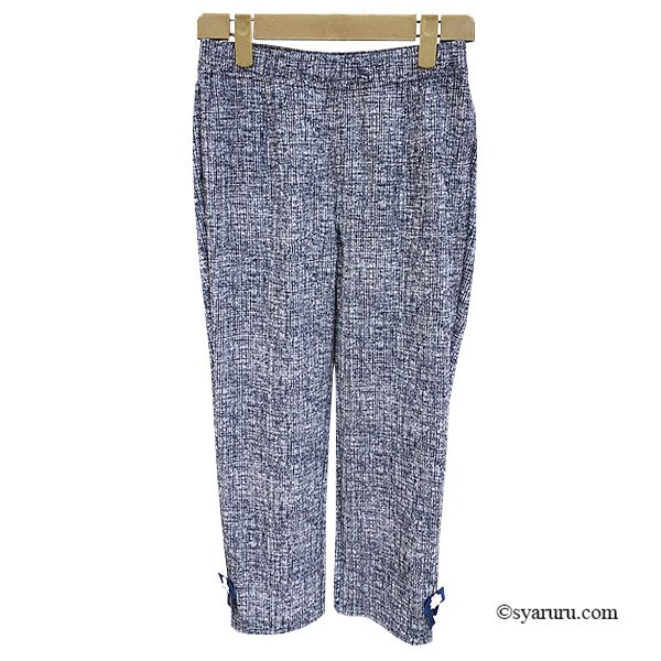 画像2: 【《新作》SuperBeauty クーポン1111(10%OFF)他　利用可】リボンx花モチーフ付サイドスリットチェック柄パンツ (2)