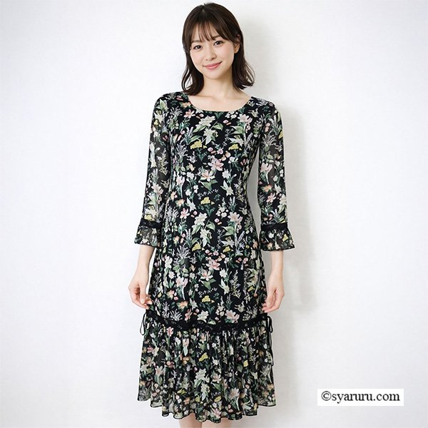 画像2: 【《新作》SuperBeauty クーポン1111(10%OFF)他　利用可】多色使いパワーネット素材ワンピース (2)