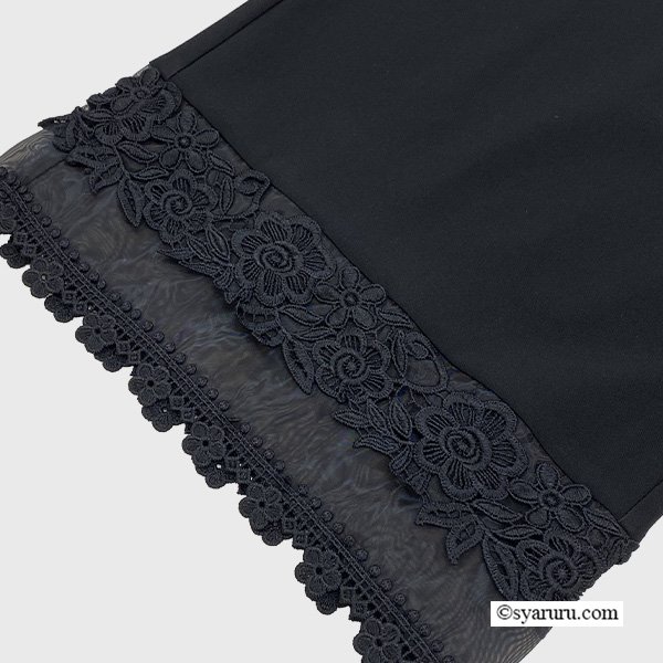 画像5: 【《新作》SuperBeauty クーポン1111(10%OFF)他　利用可】裾レースxジョーゼット素材切替ワイドパンツ (5)