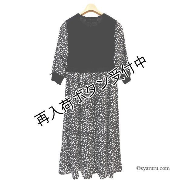 画像4: 【SUMMER SALE30％ 2026春夏SuperBeauty】パールビーズ使いニットxドット柄切替ワンピース (4)