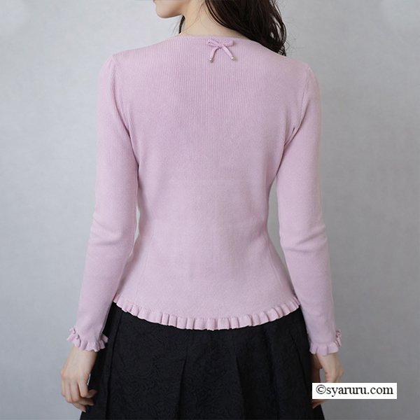 画像4: 【《新作》SuperBeauty クーポン1111(10%OFF)他　利用可】前立てスパンコール使い裾フリルカーディガン (4)