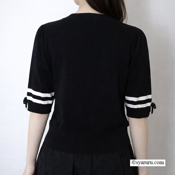 画像4: 【《新作》SuperBeauty クーポン1111(10%OFF)他　利用可】胸元バラ刺繍入りの半袖セーター (4)