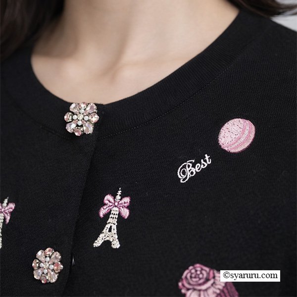 画像6: 【《新作》SuperBeauty クーポン1111(10%OFF)他　利用可】スイーツ刺繍ニットカーディガン (6)