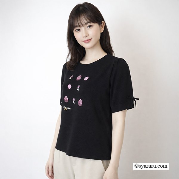 画像4: 【《新作》SuperBeauty クーポン1111(10%OFF)他　利用可】スイーツ刺繍半袖セーター (4)