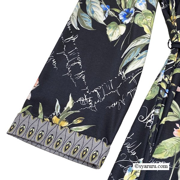 画像10: 【《新作》SuperBeauty クーポン1111(10%OFF)他　利用可】胸元スリット入り多色使い ジャージ素材七分袖ワンピース (10)