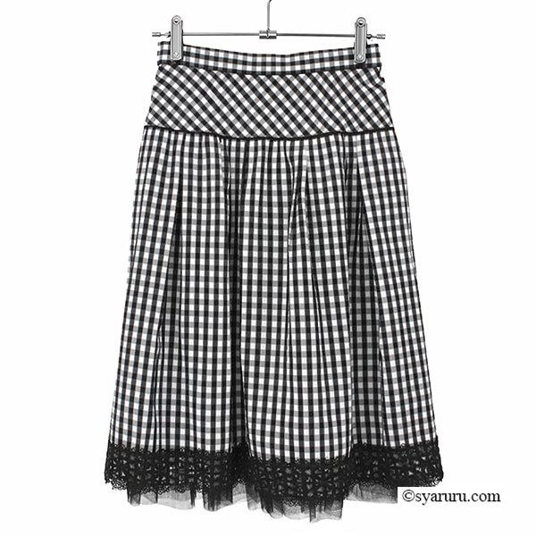 画像2: 【《新作》SuperBeauty クーポン1111(10%OFF)他　利用可】ギンガムチェック裾レースタックデザインスカート (2)