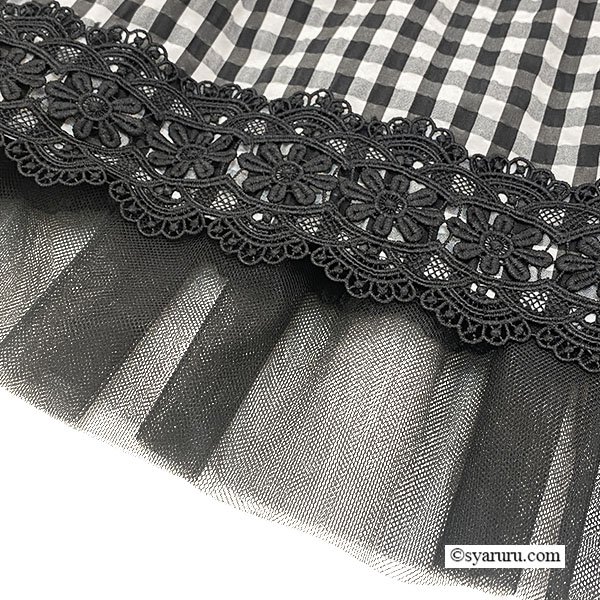 画像3: 【《新作》SuperBeauty クーポン1111(10%OFF)他　利用可】ギンガムチェック裾レースタックデザインスカート (3)