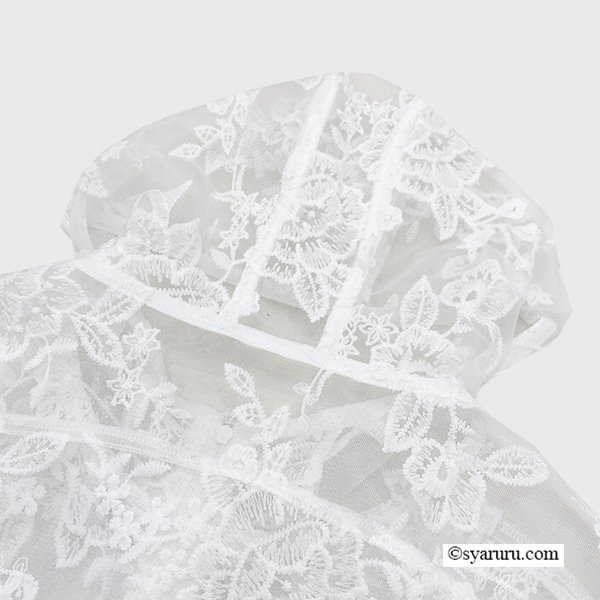 画像13: 【今週の追加《新作》SuperBeauty クーポン1111(10%OFF)他　利用可】レース花モチーフx刺繍入りジップアップジャケット (13)