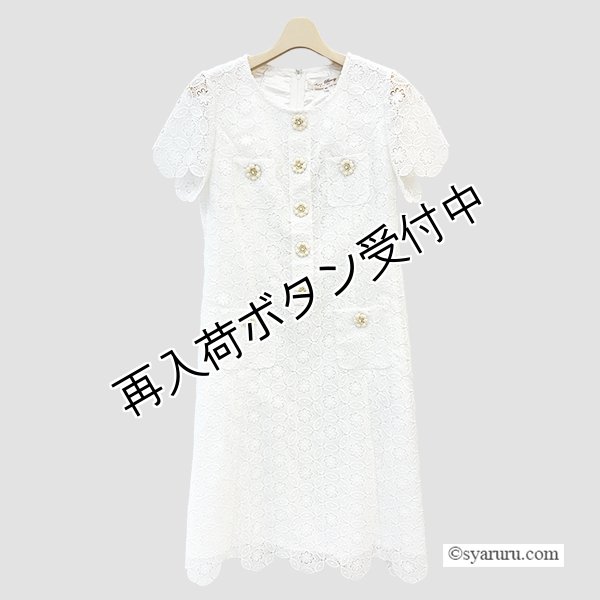 画像2: 【SALE 50％ 2026春夏SuperBeauty】前立てボタンレース素材エレガントワンピース (2)