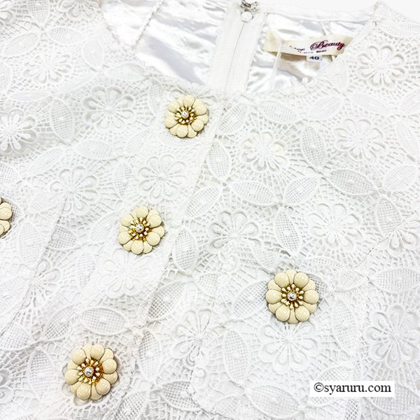 画像6: 【今週の追加《新作》SuperBeauty クーポン1111(10%OFF)他　利用可】前立てボタンレース素材エレガントワンピース (6)