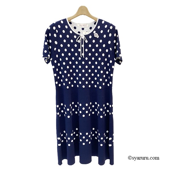 画像8: 【今週の追加SuperBeauty クーポン1111(10%OFF)他　利用可】水玉ジャガード編み切替ニットワンピース (8)