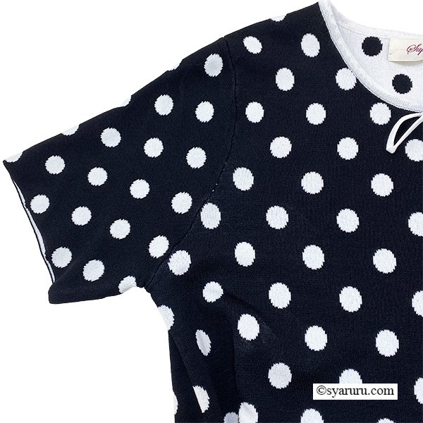 画像11: 【今週の追加SuperBeauty クーポン1111(10%OFF)他　利用可】水玉ジャガード編み切替ニットワンピース (11)