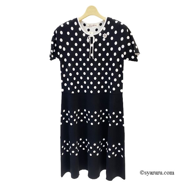 画像6: 【今週の追加SuperBeauty クーポン1111(10%OFF)他　利用可】水玉ジャガード編み切替ニットワンピース (6)