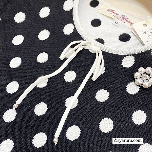 画像10: 【今週の追加SuperBeauty クーポン1111(10%OFF)他　利用可】水玉ジャガード編み切替ニットワンピース (10)