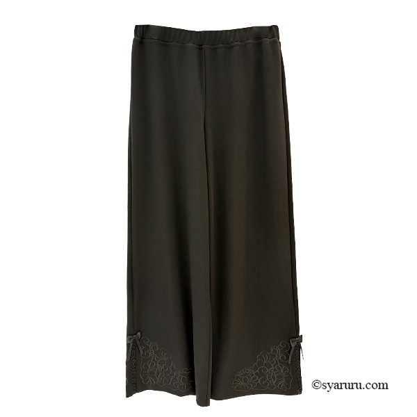 画像4: 【今週の追加《新作》SuperBeauty クーポン1111(10%OFF)他　利用可】裾サイド刺繍入りリボンデザインワイドパンツ (4)